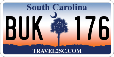 SC license plate BUK176