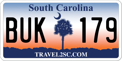 SC license plate BUK179