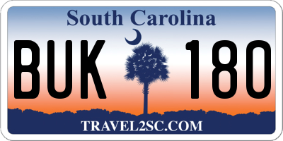 SC license plate BUK180