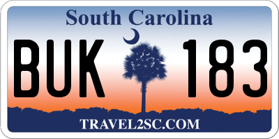 SC license plate BUK183