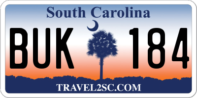 SC license plate BUK184