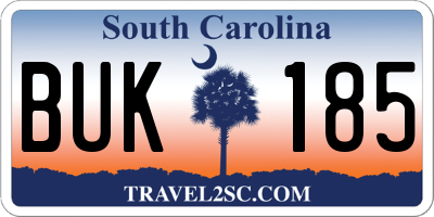 SC license plate BUK185