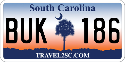 SC license plate BUK186