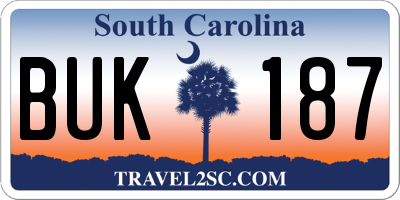SC license plate BUK187