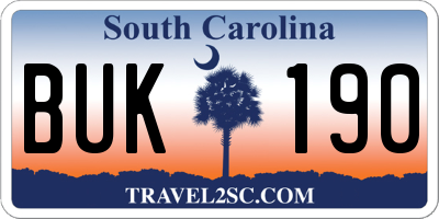 SC license plate BUK190