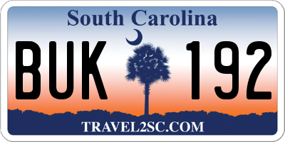 SC license plate BUK192