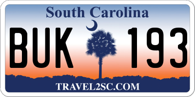 SC license plate BUK193