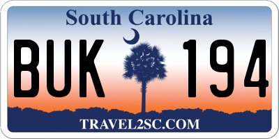 SC license plate BUK194