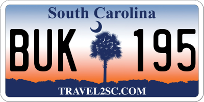 SC license plate BUK195