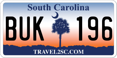 SC license plate BUK196