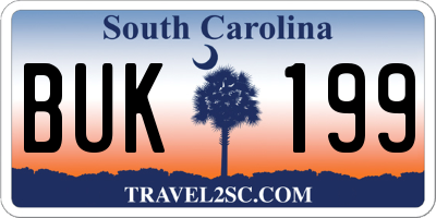 SC license plate BUK199
