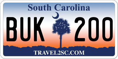 SC license plate BUK200