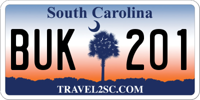 SC license plate BUK201