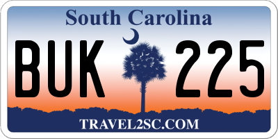 SC license plate BUK225
