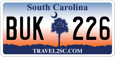 SC license plate BUK226
