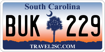 SC license plate BUK229