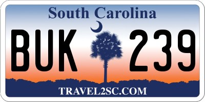 SC license plate BUK239