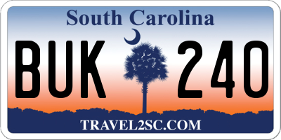 SC license plate BUK240