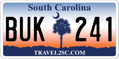 SC license plate BUK241