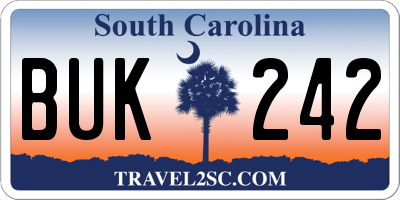 SC license plate BUK242