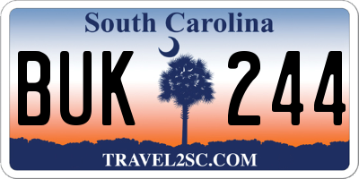 SC license plate BUK244