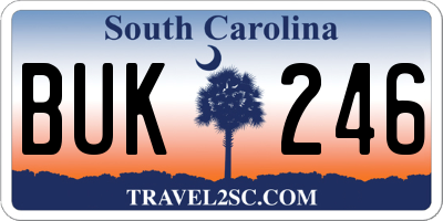 SC license plate BUK246