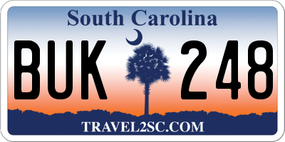 SC license plate BUK248