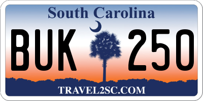 SC license plate BUK250