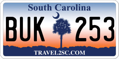 SC license plate BUK253