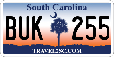 SC license plate BUK255