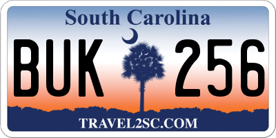SC license plate BUK256