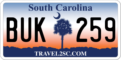 SC license plate BUK259