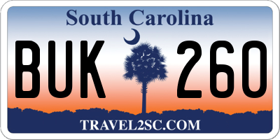 SC license plate BUK260