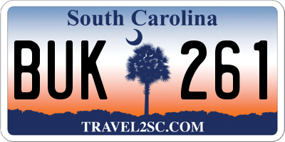 SC license plate BUK261
