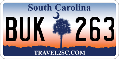SC license plate BUK263
