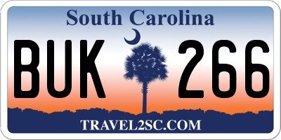 SC license plate BUK266