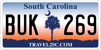 SC license plate BUK269