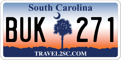 SC license plate BUK271