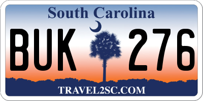SC license plate BUK276