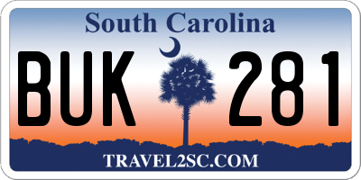 SC license plate BUK281