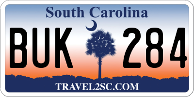 SC license plate BUK284