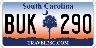 SC license plate BUK290