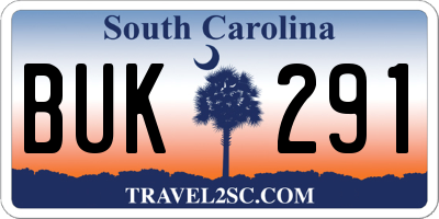 SC license plate BUK291