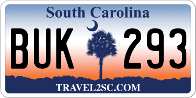 SC license plate BUK293