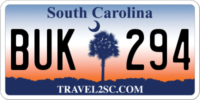SC license plate BUK294