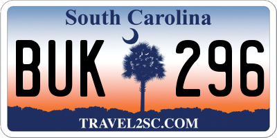 SC license plate BUK296