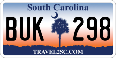 SC license plate BUK298