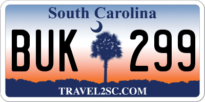 SC license plate BUK299