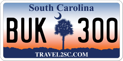 SC license plate BUK300