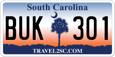 SC license plate BUK301